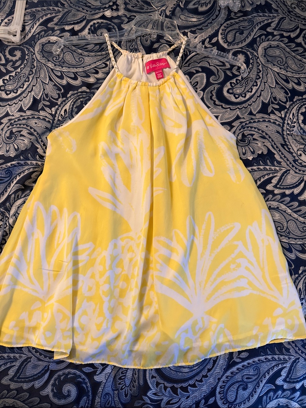 Lilly Pulitzer Yellow & White Tropical Halter Camisole